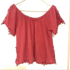 NWT VOLCOM Stone Row Flyaway Festival red blouse S